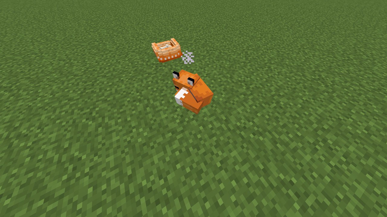 A fox curled up in a pet bed.